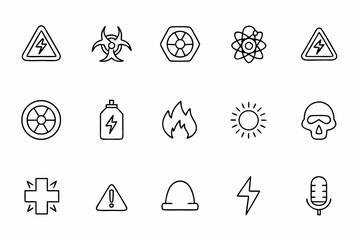 A clear and impactful set of common workplace hazard icons and warning signs—great for signage, safety posters, and awareness campaigns.