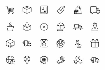 A comprehensive set highlighting online order fulfillment, tracking, and customer experience&mdash;ideal for e-commerce platforms and delivery apps.