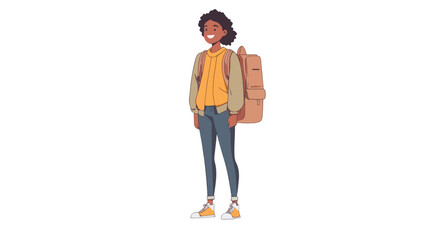 Happy Student with Backpack in Center