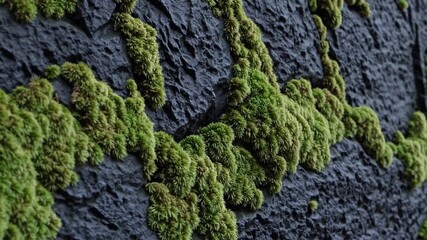 Flourishing verdant moss enveloping rugged stone surface in natural setting globe resilience - Powered by Adobe