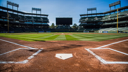 Obraz premium Dynamic Close-up View of Vibrant Green Grass Sports Field Corner with White Boundary Lines - Sports Field Detail