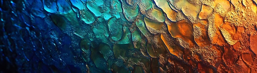A vibrant close-up of textured scales, showcasing a captivating blend of colors. This abstract image highlights intricate details perfect for art, design, and creative projects.