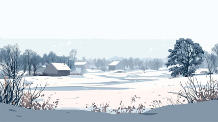 Serene Winter Landscape Outdoors Wide Angle