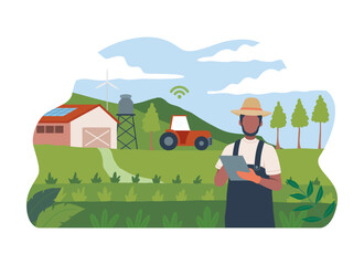 Farmer Using Smart Tablet