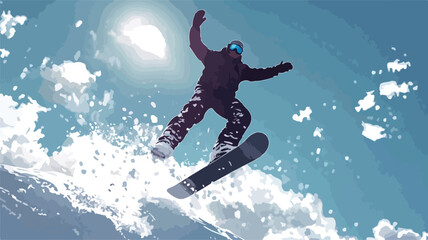 Thrilling Snowboarder Jumping in Blue Sky