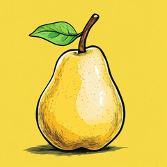 pear on a yellow background