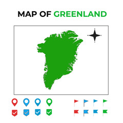 Detailed Vector Map of Greenland with Navigation Icons and Location Pins - Geographic Outline, Silhouette, and Territory Highlight for Arctic Travel, Education, and Design Projects

