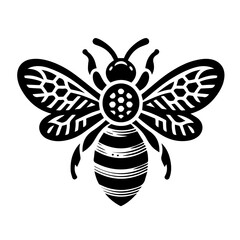 Stylized Black and White Bee Icon 2.