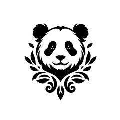 Stylized Black and White Panda Bear Emblem.