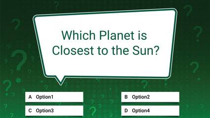 Green Educational Quiz Slide – Planet Closest to the Sun Question Layout

