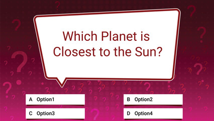 Red and Pink Educational Quiz Template – Solar System Question Slide