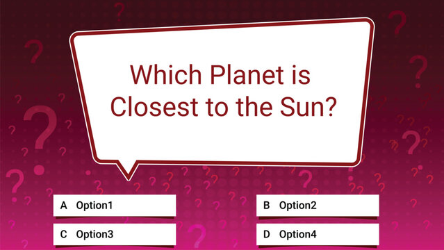 Red and Pink Educational Quiz Template – Solar System Question Slide