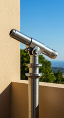 Public Sightseeing Scope Overlooking Verdant Landscape Vista