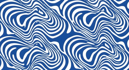 Psychedelic Blue and White Abstract Wave Pattern – Optical Art Background
