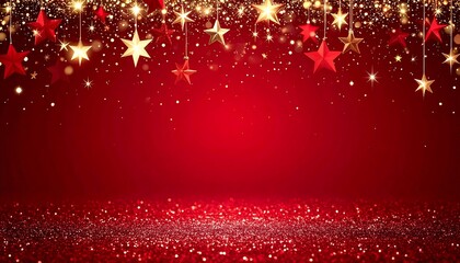 Festive red background with stars