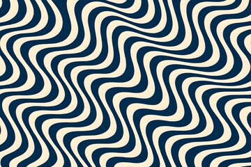 Dark Blue and Beige Retro Wavy Stripes – Seamless Abstract Background
