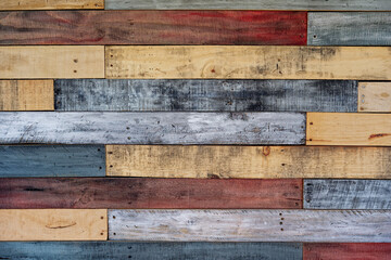Colorful pallet wall closeup