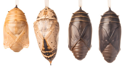 Fototapeta premium different cocoon isolated on white background PNG, AI GENERATED