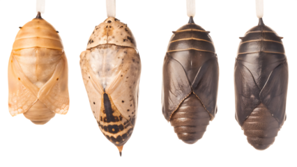different cocoon isolated on white background PNG, AI GENERATED