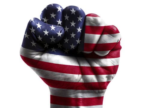 fist up with american flag paint for united states isolated on white background PNG, AI GENERATED - Powered by Adobe