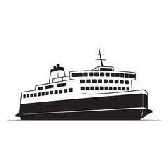 Fototapeta premium Black and white illustration of a large passenger ferry ship vessel