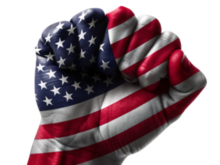  fist up with american flag paint for united states isolated on white background PNG, AI GENERATED