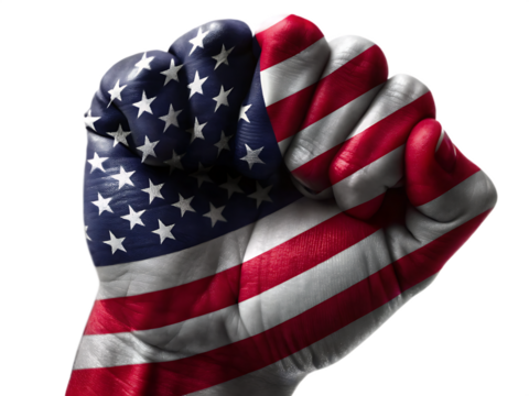 fist up with american flag paint for united states isolated on white background PNG, AI GENERATED - Powered by Adobe