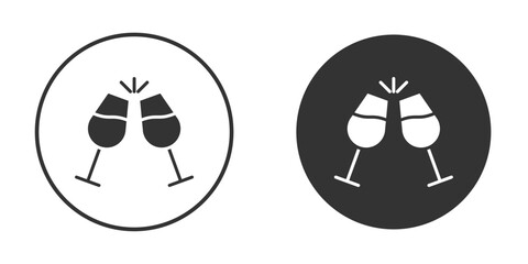 Wine toast icon. Black filled vector illustration. vector logo template