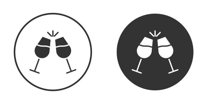 Wine toast icon. Black filled vector illustration. vector logo template