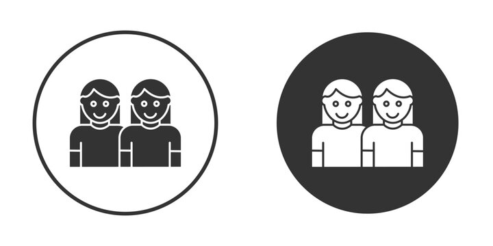 Twin icon. Black filled vector illustration. vector logo template