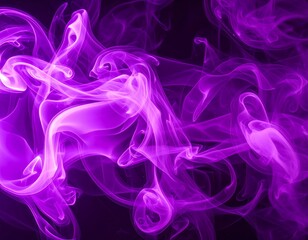 Abstract purple smoke swirls on black