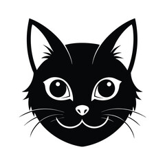 Fototapeta premium Black cat face graphic with white eyes and whiskers