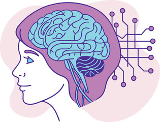 Human Brain With AI Circuits | Neural Network Concept Art