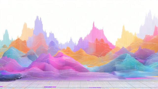 Digitale 3D-Verlaufsdiagramme mit Netzstruktur zur futuristischen Datenanalyse. K&uuml;nstliche Intelligenz KI