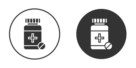 Medicine bottle icon. Black filled vector illustration. vector logo template