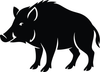 Silhouette Wild Boar Standing Side Profile View Vector Illustrator