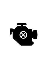 Black Silhouette of an Engine Icon with X Symbol Isolated on White for Automotive Diagnostics, Mechanical Warning, and Car System Interface Design