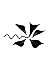 Black Silhouette Illustration Representing Subatomic Particle Collision or Explosion Isolated on White Background for Physics and Science Visual Concepts