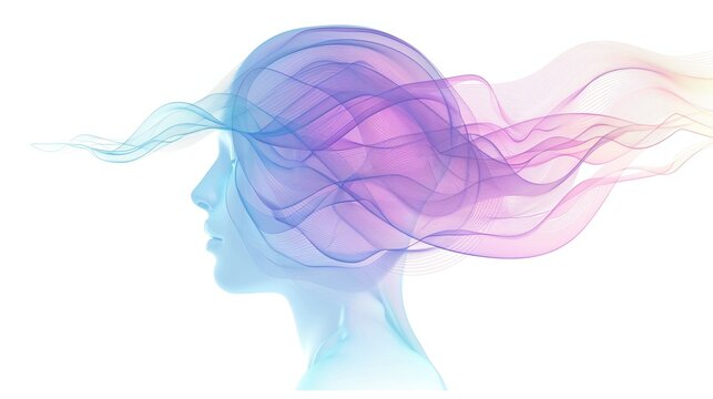 Abstract concept of brain waves, cognitive activity, and neural communication