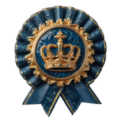 Royal Crown Badge &ndash; Elegant Blue and Gold Ribbon Emblem
