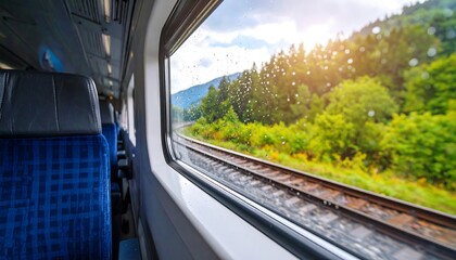 Naklejka premium Train window view of landscape