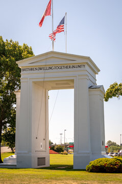 Peace Arch Historical State Park. The International Peace Arch is a 67-foot dramatic white arch that rises from the green lawns and flowering gardens on the U.S.-Canada border at Blaine.