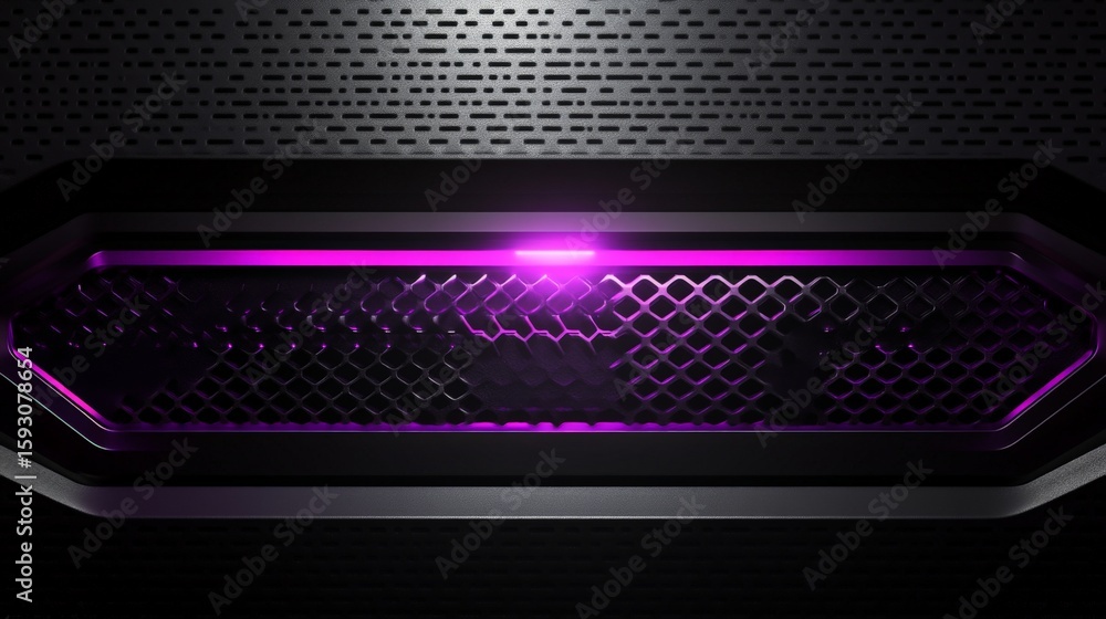 Poster abstract background featuring a dark metal texture with a glowing purple light creating a futuristic
