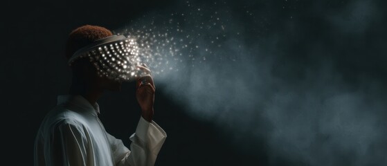 Future technology interface with virtual reality and data visualization concept