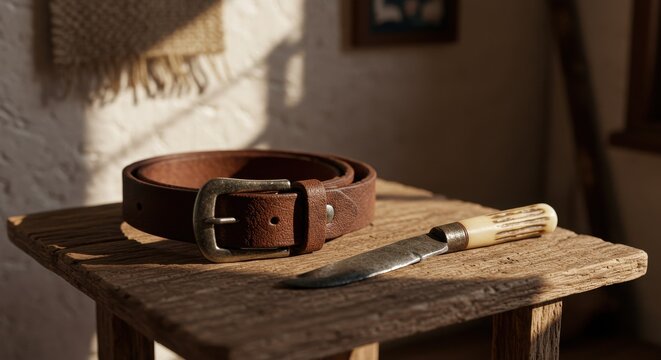 Argentine Gaucho Heritage - Leather Belt and Rustic Knife