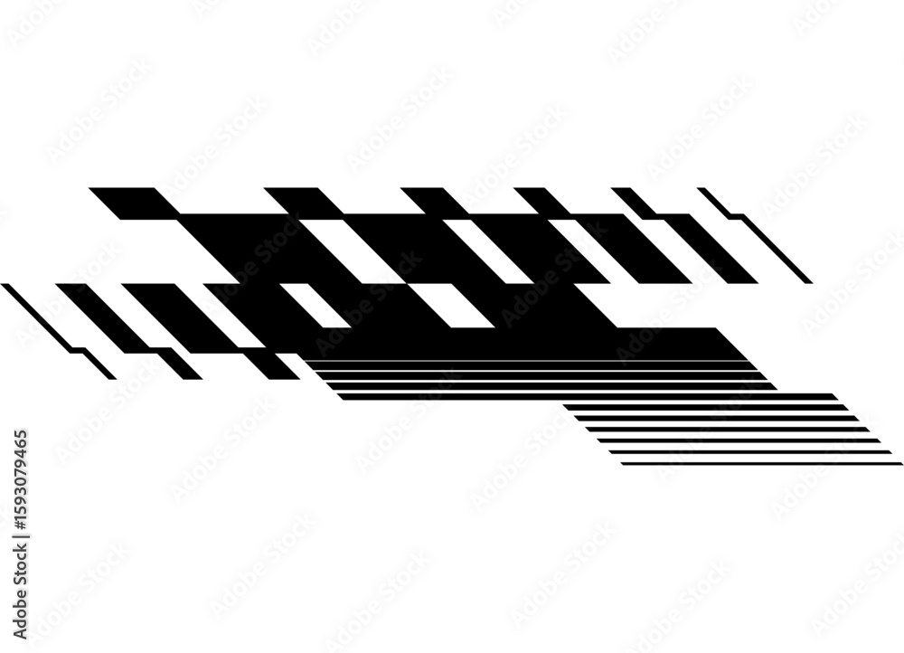 Poster vector dynamic pattern of black broken abstract shapes on a white background. sports vector backgrou