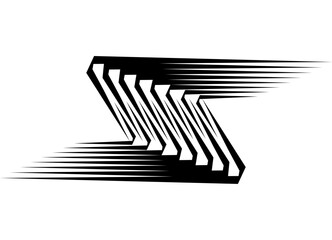 Vector black dynamic pattern on a white background. Striped vector background with broken lines. Design element. For car body, motorcycle, sportswear, toy