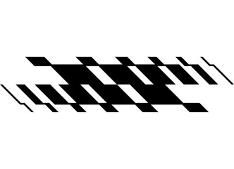 Vector dynamic pattern of black abstract shapes on a white background. Sports Vector background. Design element in digital style. For car body, boat, sportswear, toy