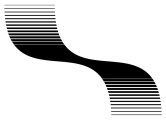 Wavy Vector dynamic pattern with black lines on a white background. Striped Vector background. Design element. For car body, motorcycle, sportswear, toy