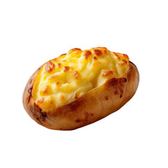 Baked potato isolated on clean white background, close-up food image